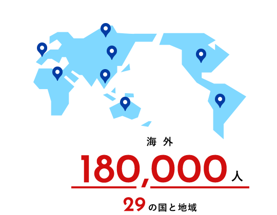 海外 180,000人 29の国と地域